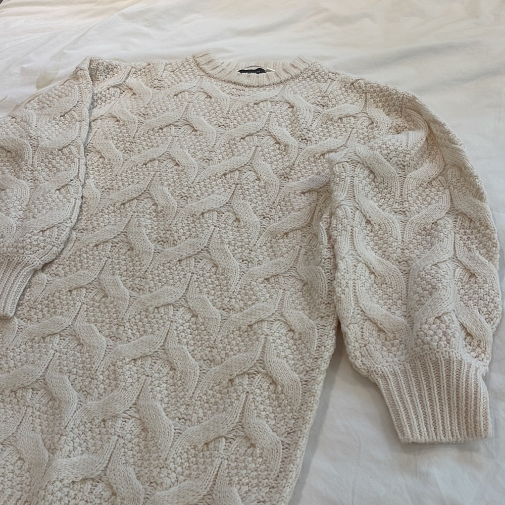Cable knit XS ivory sweater dress fall loose business casual winter knitted